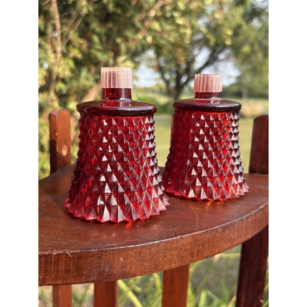 Ruby Red Hobnail Voltive Cups. Set of 2 Homco Home Interior